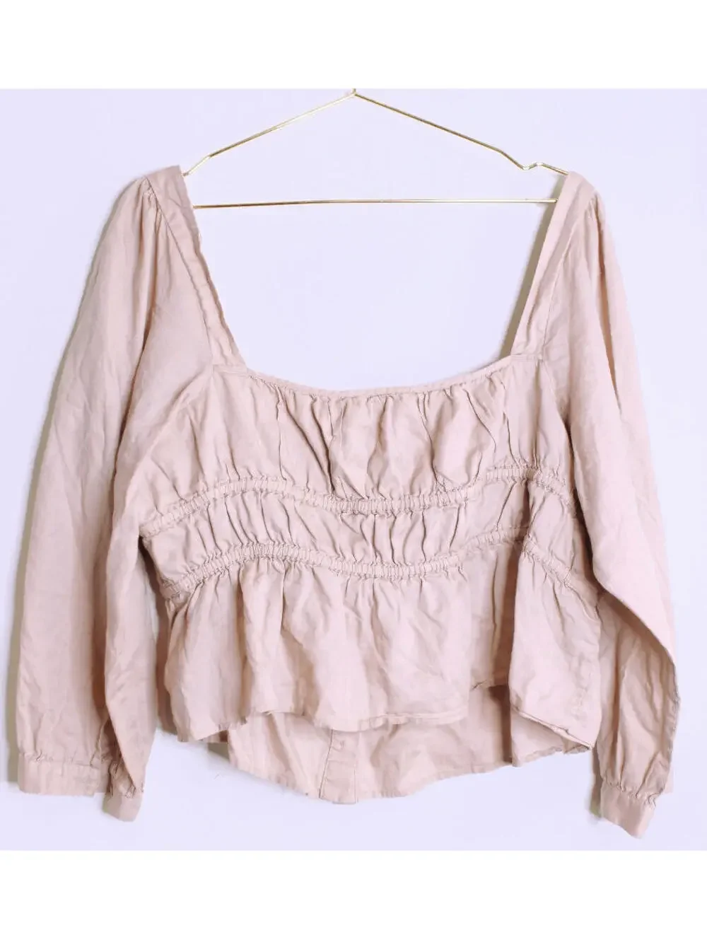 J. Crew Tan Peasant Milkmaid Cotton Blouse - 22